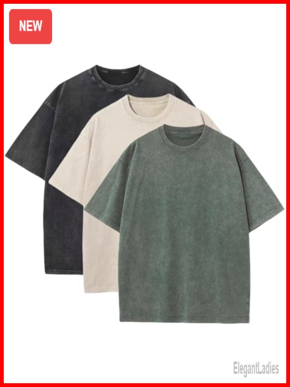 Men's Oversized Heavy Cotton Crew Neck Short Sleeve Vintage T-Shirt Loose Fit